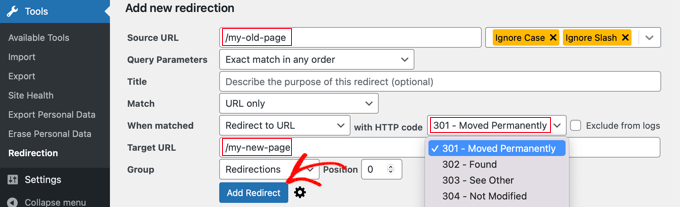 303redirectionaddinga301redirect