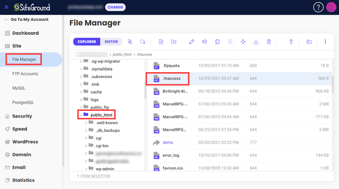 Siteground-file-manager-htaccess