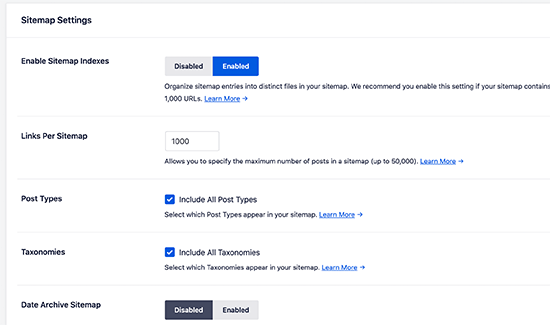 sitemap-settings