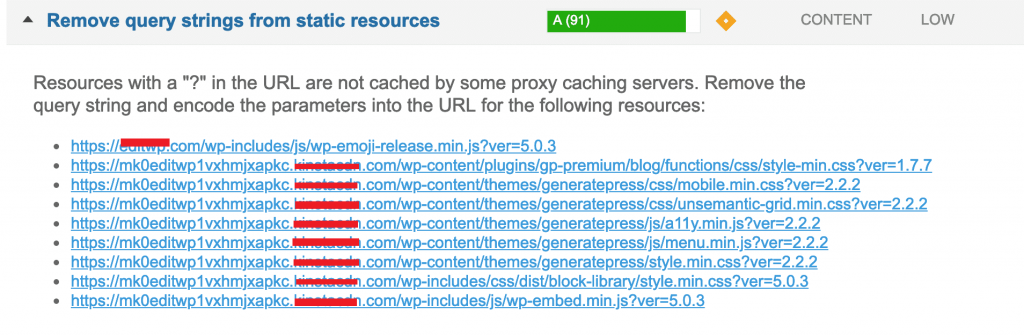 How to delete the query string illustration of the static resource URL address of a WordPress website1