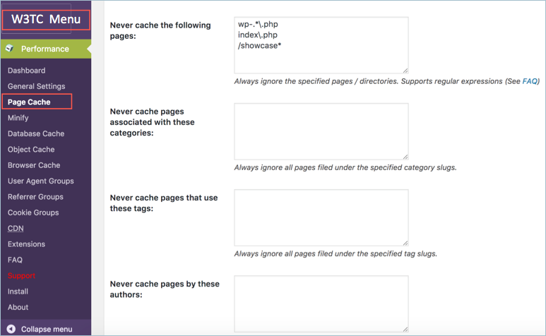 Excluding page and catalog illustrations from the W3 Total Cache plug-in cache1