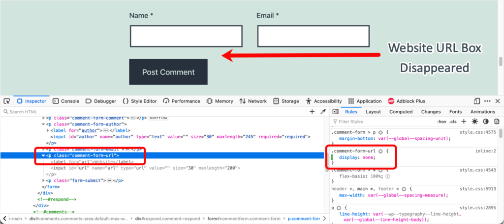 Six ways to delete the website URL from the WordPress comment form4