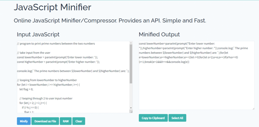 How to minimize JavaScript-recommended tools and method illustrations2